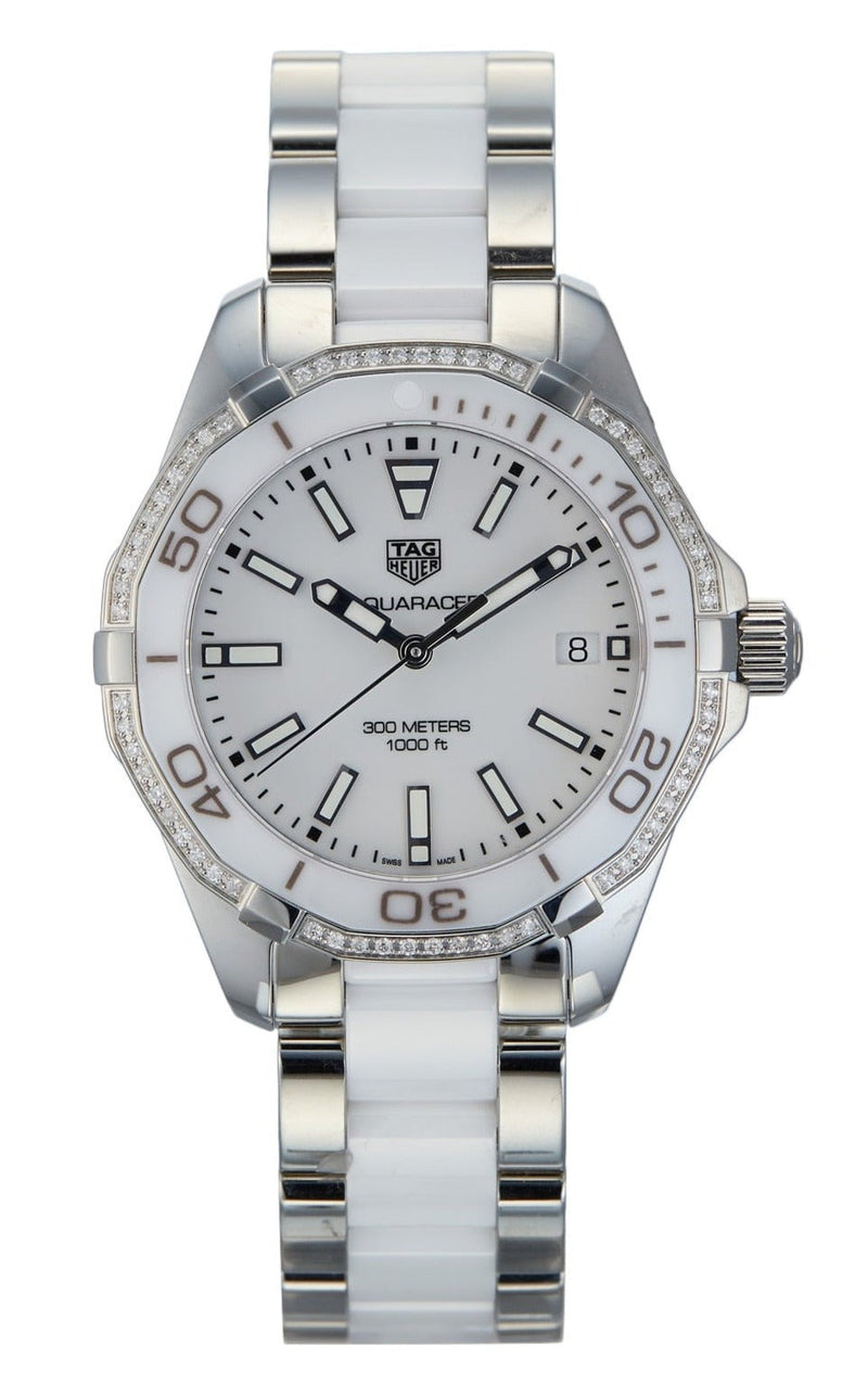 Shop Tag Heuer Aquaracer Diamonds White Dial Two Tone Steel Strap Watch for Women - WAY131H.BA0914 in USA