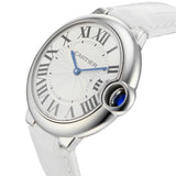 Shop Cartier Ballon Bleu de Cartier Silver Dial White Leather Strap Watch for Women - W6920087 in USA