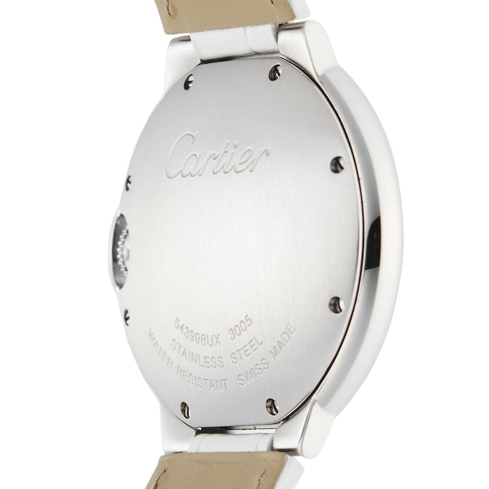 Shop Cartier Ballon Bleu de Cartier Silver Dial White Leather Strap Watch for Women - W6920087 in USA