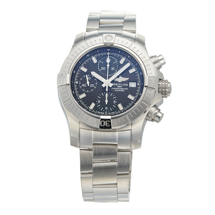 Shop Breitling Avenger Chronograph 43 Black Dial Silver Steel Strap Watch for Men - A13385101B1A1 in USA