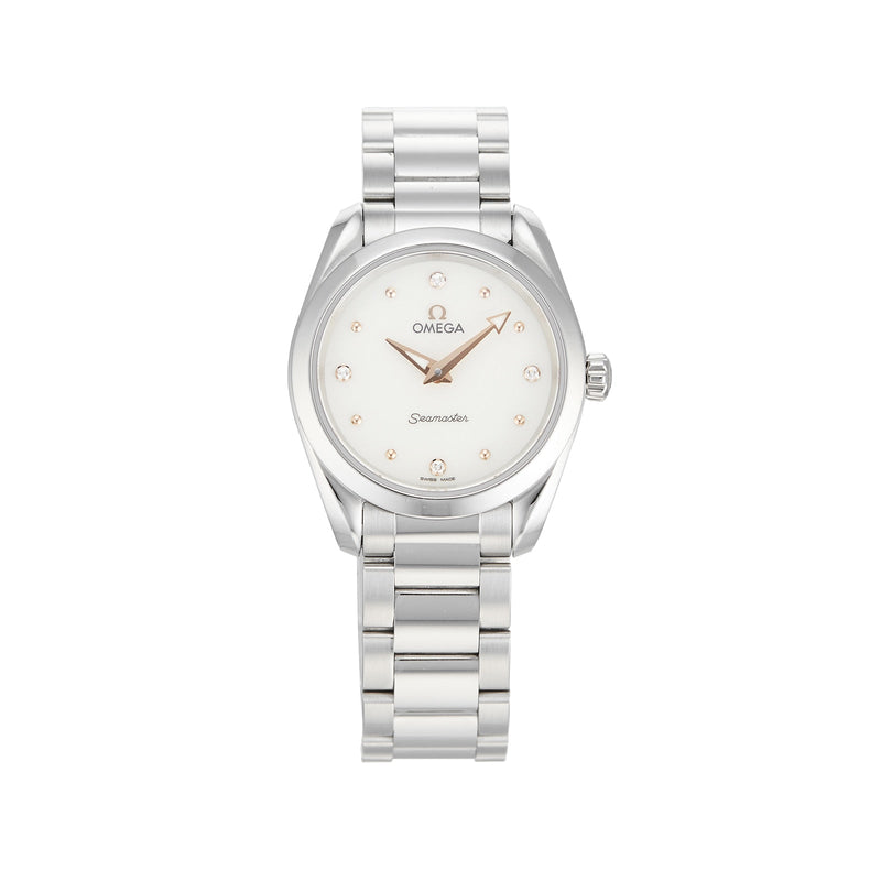 Shop Omega Seamaster Aqua Terra Quartz Diamond Silver Dial Silver Steel Strap Watch for Women - 220.10.28.60.54.001 in USA