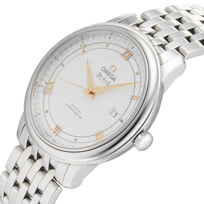 Shop Omega De Ville Prestige Co Axial Silver Dial Silver Steel Strap Watch for Men - 424.10.40.20.02.004 in USA