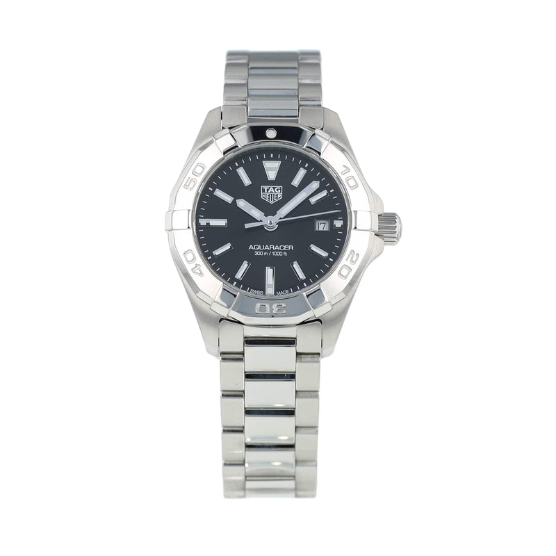 Shop Tag Heuer Aquaracer Quartz Black Dial Silver Steel Strap Watch for Women - WBD1410.BA0741 in USA