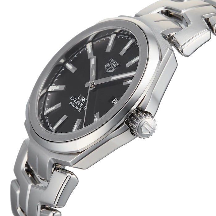 Shop Tag Heuer Link Quartz Black Dial Silver Steel Strap Watch for Women - WBC2110.BA0603 in USA