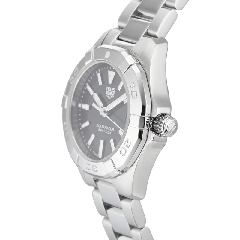 Shop Tag Heuer Aquaracer Quartz Black Dial Silver Steel Strap Watch for Women - WBD1410.BA0741 in USA