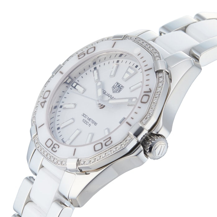 Shop Tag Heuer Aquaracer Diamonds White Dial Two Tone Steel Strap Watch for Women - WAY131H.BA0914 in USA