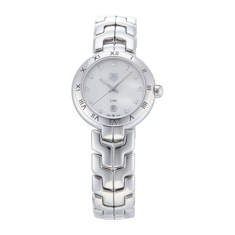 Shop Tag Heuer Link Diamonds Mother of Pearl Dial Silver Steel Strap Watch for Women - WAT1417.BA0954 in USA