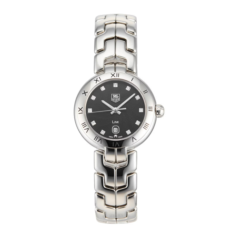 Shop Tag Heuer Link Quartz Diamonds Black Dial Silver Steel Strap Watch for Women - WAT1410.BA0954 in USA