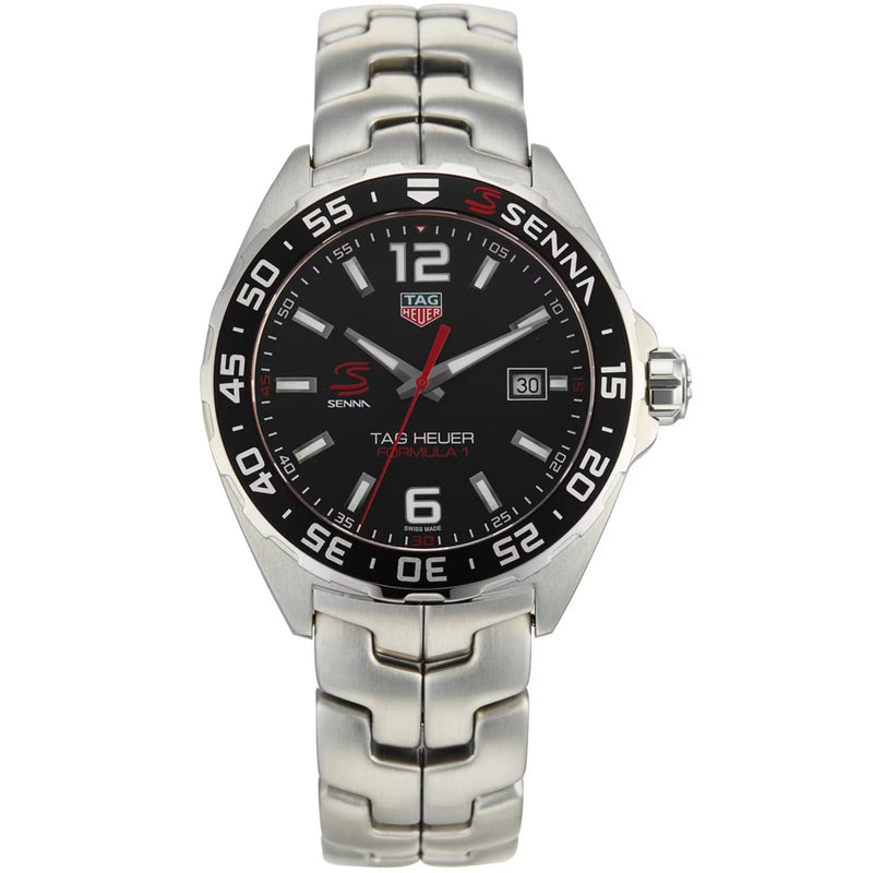 Shop Tag Heuer Formula 1 Senna Limited Edition Black Dial Silver Steel Strap Watch for Men - WAZ1012.BA0883 in USA