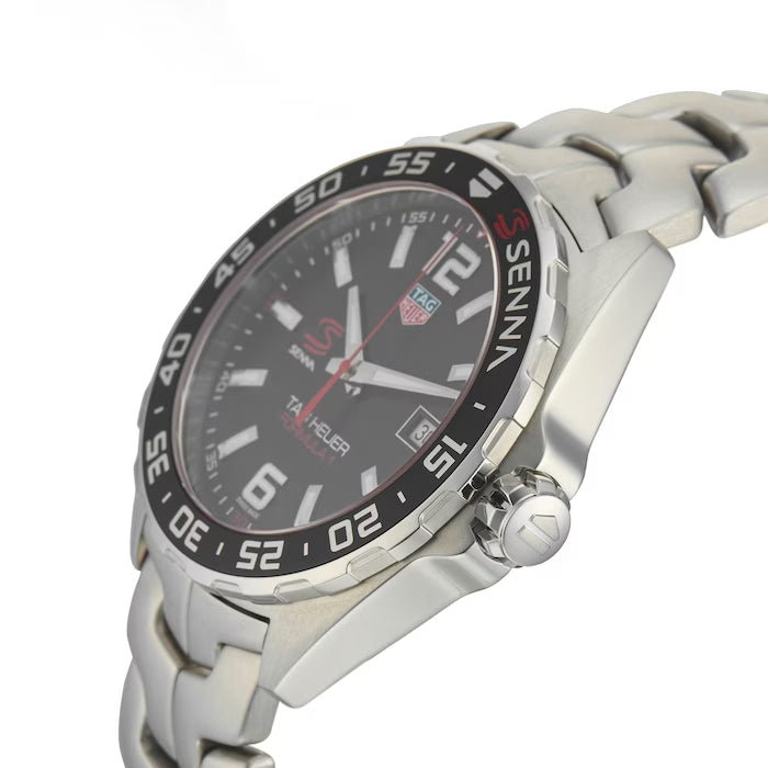 Shop Tag Heuer Formula 1 Senna Limited Edition Black Dial Silver Steel Strap Watch for Men - WAZ1012.BA0883 in USA