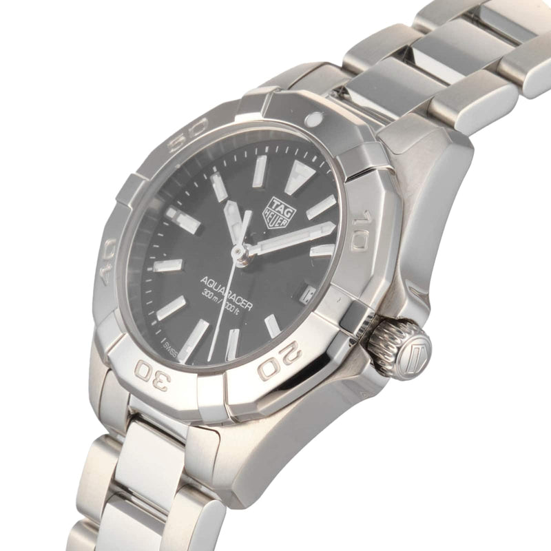 Shop Tag Heuer Aquaracer Quartz Black Dial Silver Steel Strap Watch for Women - WBD1410.BA0741 in USA