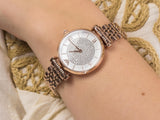 Emporio Armani T-Bar Gianni Crystal Pave Dial Rose Gold Steel Strap Watch For Women - AR11244 Buy Now By Emporio Armani