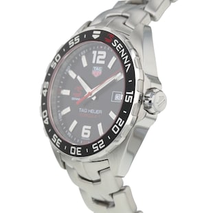Shop Tag Heuer Formula 1 Senna Limited Edition Black Dial Silver Steel Strap Watch for Men - WAZ1012.BA0883 in USA