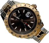 Versace Hellenyium GMT Black Dial Two Tone Steel Strap Watch for Men - V11040015