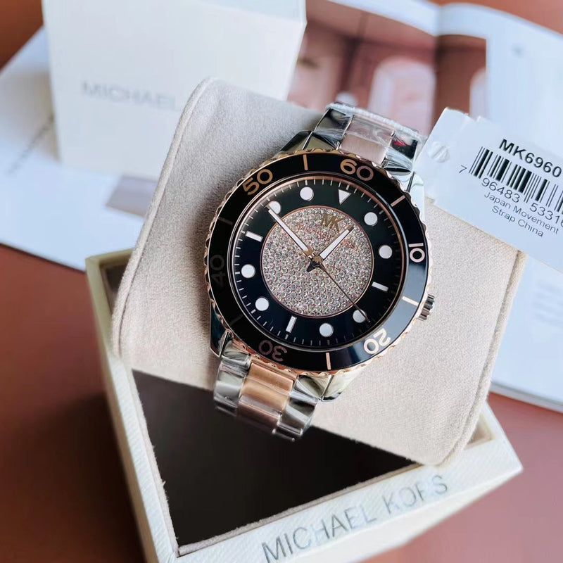 Michael Kors Runway Quartz Black Dial Two Tone Steel Strap Watch For Women - MK6960 Buy Now By Michael Kors