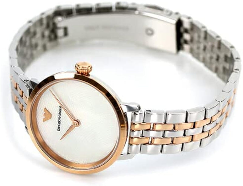 Emporio Armani Modern Slim Analog Mother of Pearl Dial Two Tone Steel Strap Watch For Women - AR11157 Buy Now By Emporio Armani