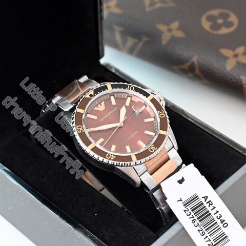 Emporio Armani Diver Quartz Brown Dial Two Tone Steel Strap Watch For Men - AR11340 Buy Now By Emporio Armani