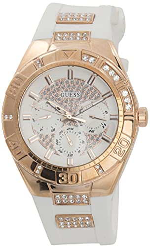 Guess Luna Diamonds White Dial White Rubber Strap Watch for Women - W0653L4 Buy Now By Guess