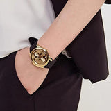 Guess G Twist Gold Dial Black Leather Strap Watch for Women - W0911L3 Buy Now By Guess