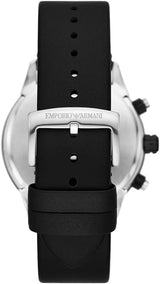 Emporio Armani Mario Chronograph Blue Dial Black Leather Strap Watch For Men - AR11522 Buy Now By Emporio Armani