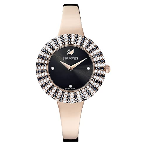 Shop Swarovski Crystal Rose Black Dial Rose Gold Steel Strap Watch for Women - 5484050 in USA