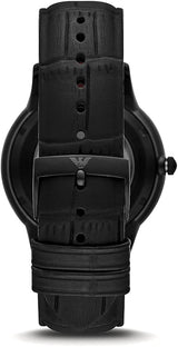 Emporio Armani Meccanico Skeleton Black Dial Black Leather Strap Watch For Men - AR60046 Buy Now By Emporio Armani