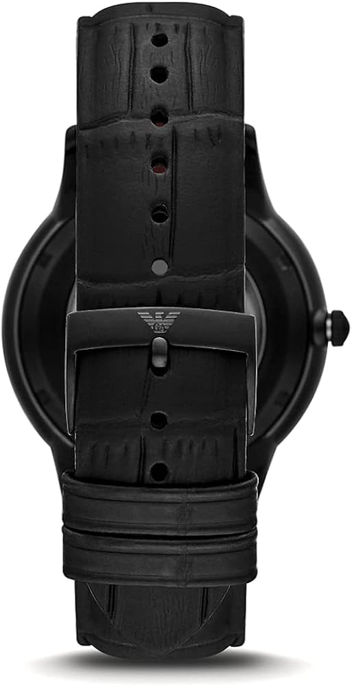 Emporio Armani Meccanico Skeleton Black Dial Black Leather Strap Watch For Men - AR60046 Buy Now By Emporio Armani