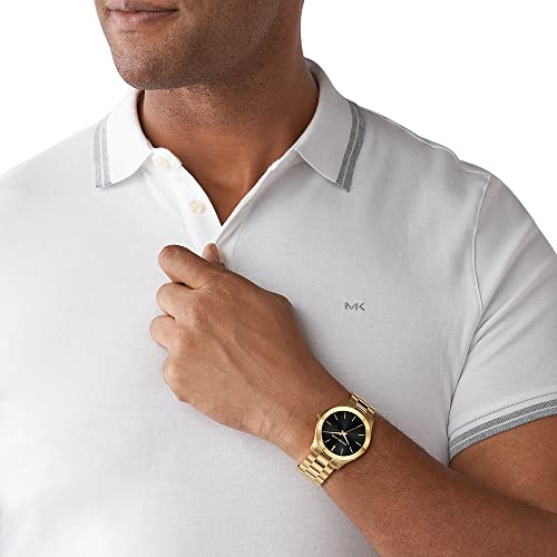 Michael Kors Slim Runway Quartz Black Dial Gold Steel Strap Watch For Men - MK8621 Buy Now By Michael Kors