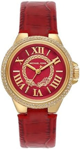 Michael Kors Camille Three-Hand Red Dial Red Leather Strap Watch for Women - MK4750 Buy Now By Michael Kors