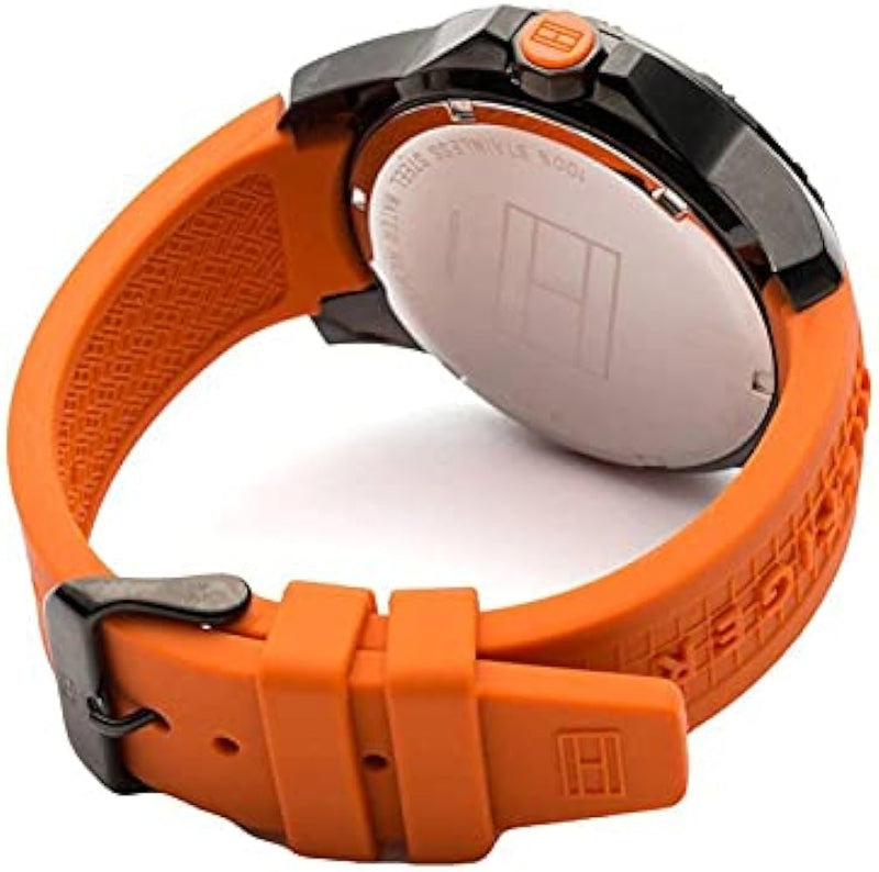 Tommy Hilfiger Cole Black Dial Orange Rubber Strap Watch for Men - 1790985 Buy Now By Tommy Hilfiger