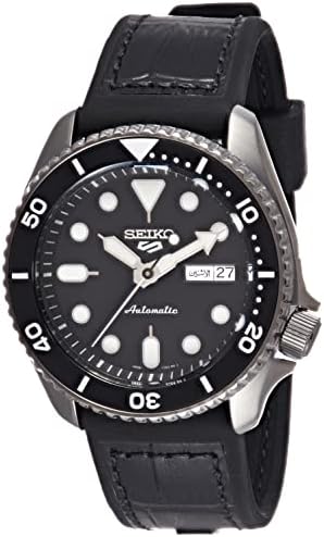 Shop Seiko 5 Sports SKX Automatic Black Dial Black Leather Strap Watch for Men - SRPD55K2 in USA