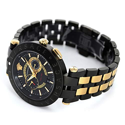 Versace V-Race Analog Quartz Black Dial Two Tone Steel Strap Watch For Men - VEBV00619 Buy Now By Versace