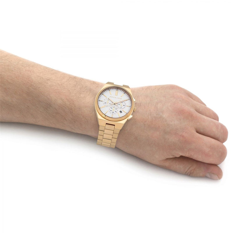 Michael Kors Lennox Chronograph White Dial Gold Steel Strap Watch For Men - MK9120 Buy Now By Michael Kors