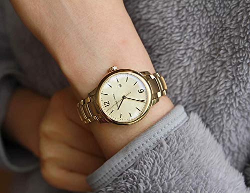 Shop Burberry The Classic Champagne Dial Gold Steel Strap Watch for Women - BU10109 in USA