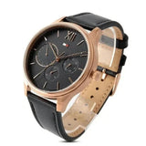 Shop Tommy Hilfiger Damon Quartz Black Dial Black Leather Strap Watch for Men - 1791419 in USA