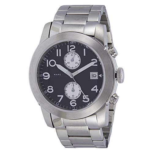 Shop Marc Jacobs Larry Chronograph Black Dial Silver Steel Strap Watch for Men - MBM5050 in USA