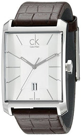 Shop Calvin Klein Window Silver Dial Brown Leather Strap Watch for Men - K2M21126 in USA