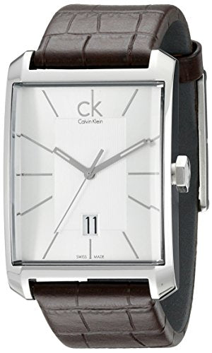 Shop Calvin Klein Window Silver Dial Brown Leather Strap Watch for Men - K2M21126 in USA