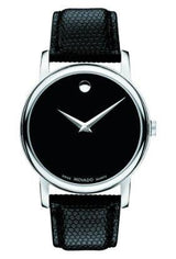 Movado Museum Black Dial Black Leather Strap Watch For Men - 2100002 Buy Now By Movado