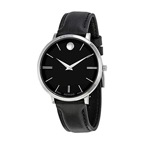 Movado Ultra Slim Black Dial Black Leather Strap Watch For Women - 0607090 Buy Now By Movado