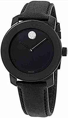 Shop Movado Bold Black Dial Black Leather Strap Watch for Women - 3600483 in USA