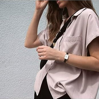 Daniel Wellington Quadro White Dial Black Leather Strap Watch For Women - DW00100434