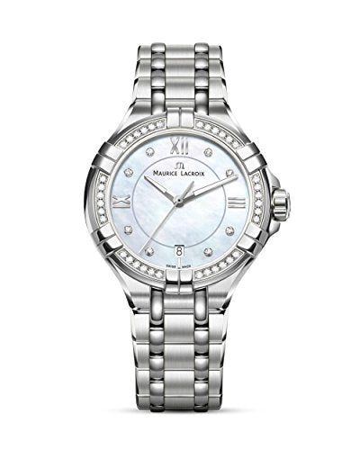 Shop Maurice Lacroix Aikon White Mother of Pearl Dial Silver Steel Strap Watch for Women - A11006-SD502-170-1 in USA