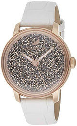 Shop Swarovski Crystalline Hours Quartz Grey Dial Black Leather Strap Watch for Women - 5344635 in USA