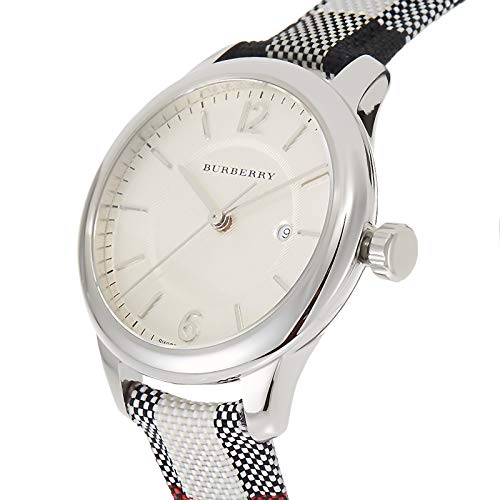 Shop Burberry Classic Stone Silver Dial Horseberry Black Leather Strap Watch for Women - BU10103 in USA