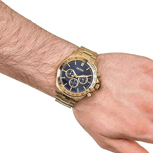 Hugo Boss Ikon Blue Dial Gold Steel Strap Watch for Men - 1513340 Buy Now By Hugo Boss
