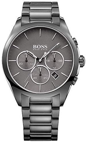 Hugo Boss Classic Chronograph Grey Dial Grey Steel Strap Watch for Men - 1513364