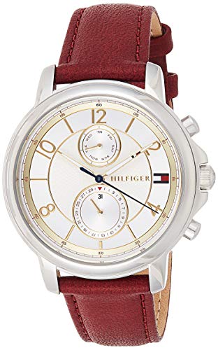 Tommy Hilfiger Claudia White Dial Red Leather Strap Watch for Women - 1781816