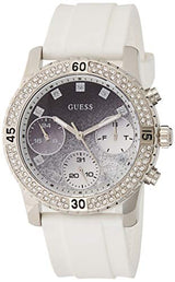 Guess Confetti Crystal Black Dial White Silicone Strap Watch For Women - W1098L1 Buy Now By Guess