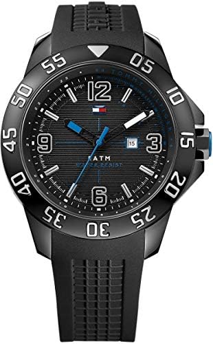 Shop Tommy Hilfiger Sport Multifunction Black Dial Black Rubber Strap Watch for Men - 1790983 in USA